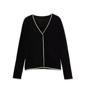 Escada Black Knit Wool Cardigan Sweater Size 38 IT S